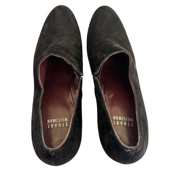 Vintage Stuart Weitzman Black Suede Pull On Almond Toe Booties Size 7.5N Witchy - Picture 11 of 15
